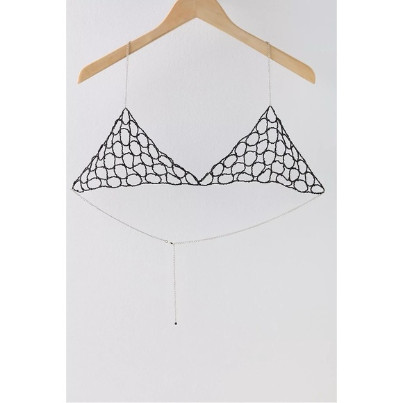 Free People Ethereal Dainty First Love Pearl Body Chain in Black NWT Coquette OS - Picture 3 of 9